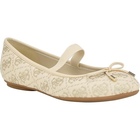 Guess Shoes - GUESS Kairo womens Ballet Flat Cream and Gold